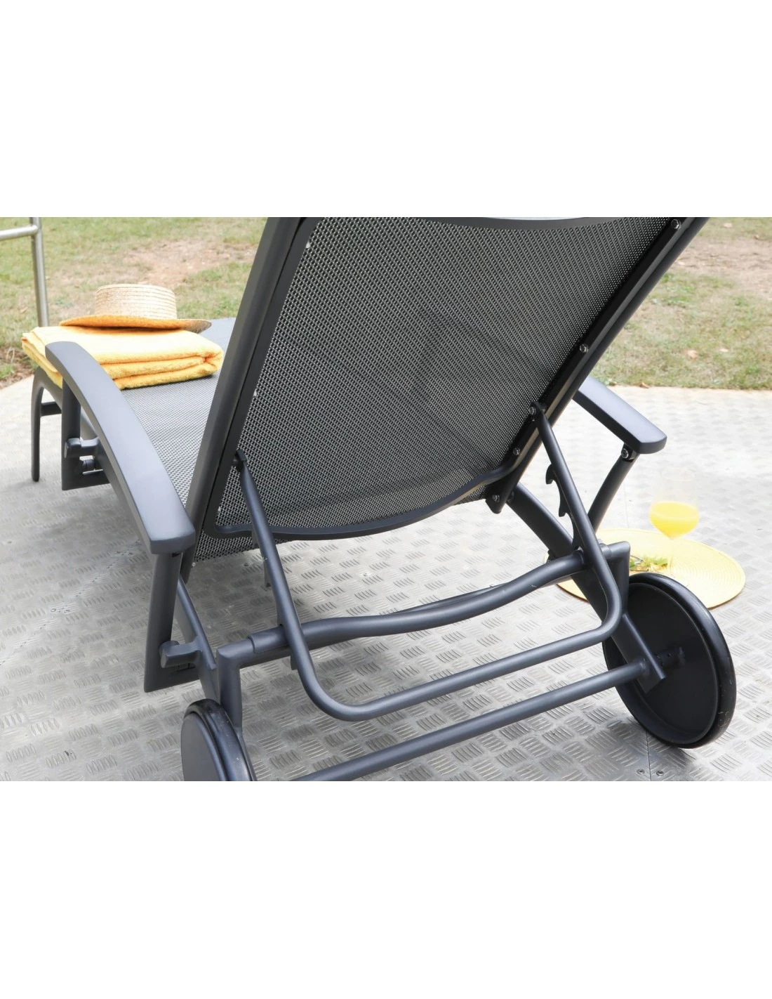 Bain de soleil Élégance - Aluminium - Graphite / BBM Bain De Soleil Élégance - Aluminium - Graphite / BBM -Magasin De Jardin Et D'extérieur bain de soleil elegance aluminium et toile au choix 11