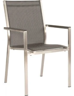 Fauteuil Cardiff Inox Textilène Gris Argent