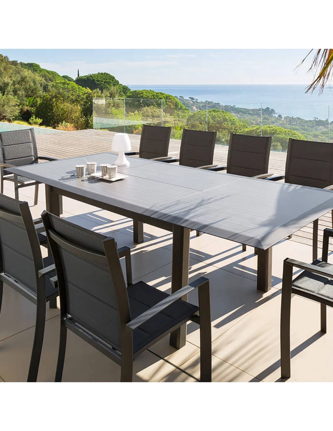 Fauteuil de jardin Allure empilable - Aluminium et texaline matelassée - Graphite / Poivre Fauteuil De Jardin Allure Empilable - Aluminium Et Texaline Matelassée - Graphite / Poivre -Magasin De Jardin Et D'extérieur fauteuil de jardin allure empilable aluminium et texaline matelassee graphite poivre 5