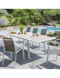 Fauteuil De Jardin Pavane - Aluminium Et Texaline - Blanc Et Noisette -Magasin De Jardin Et D'extérieur fauteuil de jardin pavane aluminium et texaline 5