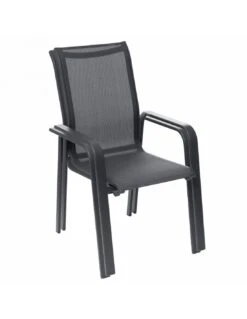 Fauteuil Dossier Haut Empilable Essentia - Aluminium Graphite -Magasin De Jardin Et D'extérieur fauteuil dossier haut empilable essentia aluminium graphite 2
