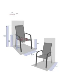 Fauteuil Dossier Haut Empilable Essentia - Aluminium Graphite -Magasin De Jardin Et D'extérieur fauteuil dossier haut empilable essentia aluminium graphite 3