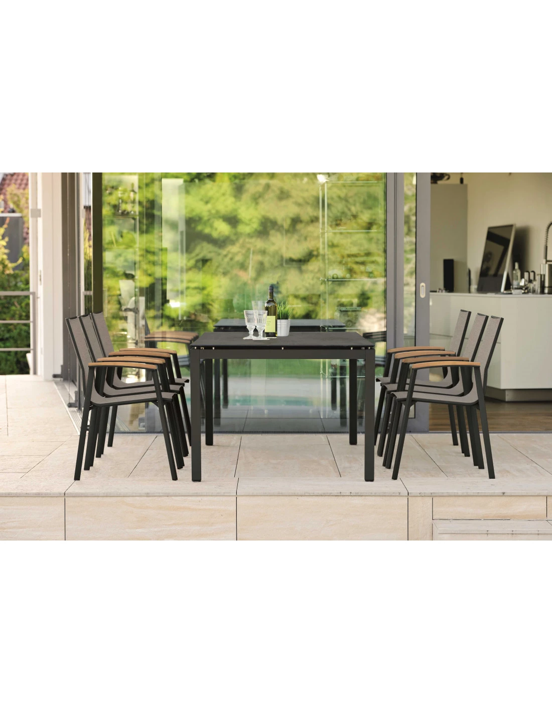 Fauteuil new Top - Noir mat textilène gris lin Fauteuil New Top - Noir Mat Textilène Gris Lin -Magasin De Jardin Et D'extérieur fauteuil new top plusieurs coloris 1