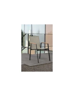 Fauteuil New Top - Noir Mat Textilène Gris Lin 2 Fauteuil New Top - Noir Mat Textilène Gris Lin -Magasin De Jardin Et D'extérieur fauteuil new top plusieurs coloris 2