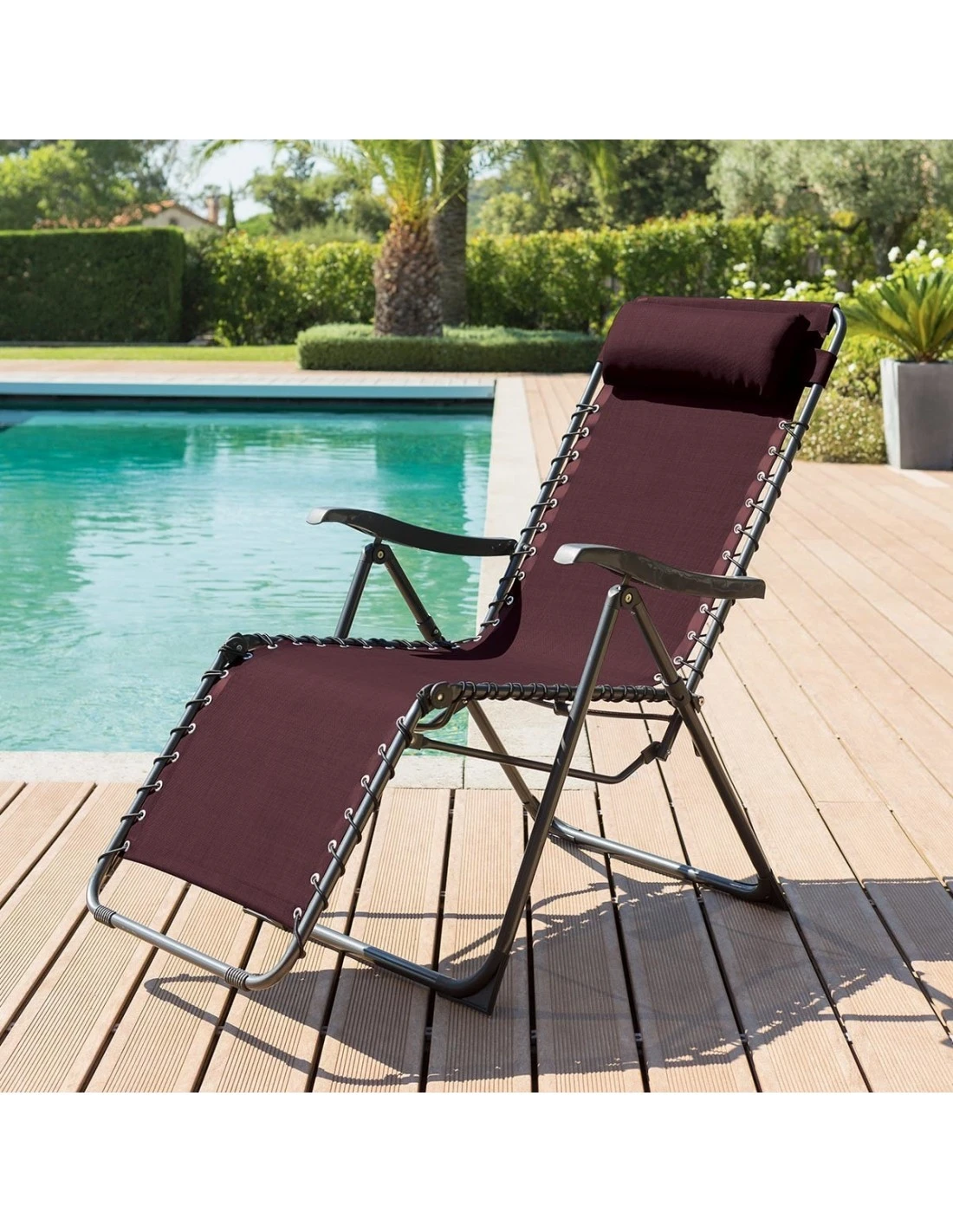 Fauteuil relax Silos basculant - 5 positions - Bordeaux Fauteuil Relax Silos Basculant - 5 Positions - Bordeaux -Magasin De Jardin Et D'extérieur fauteuil relax silos basculant 5 positions bordeaux 1