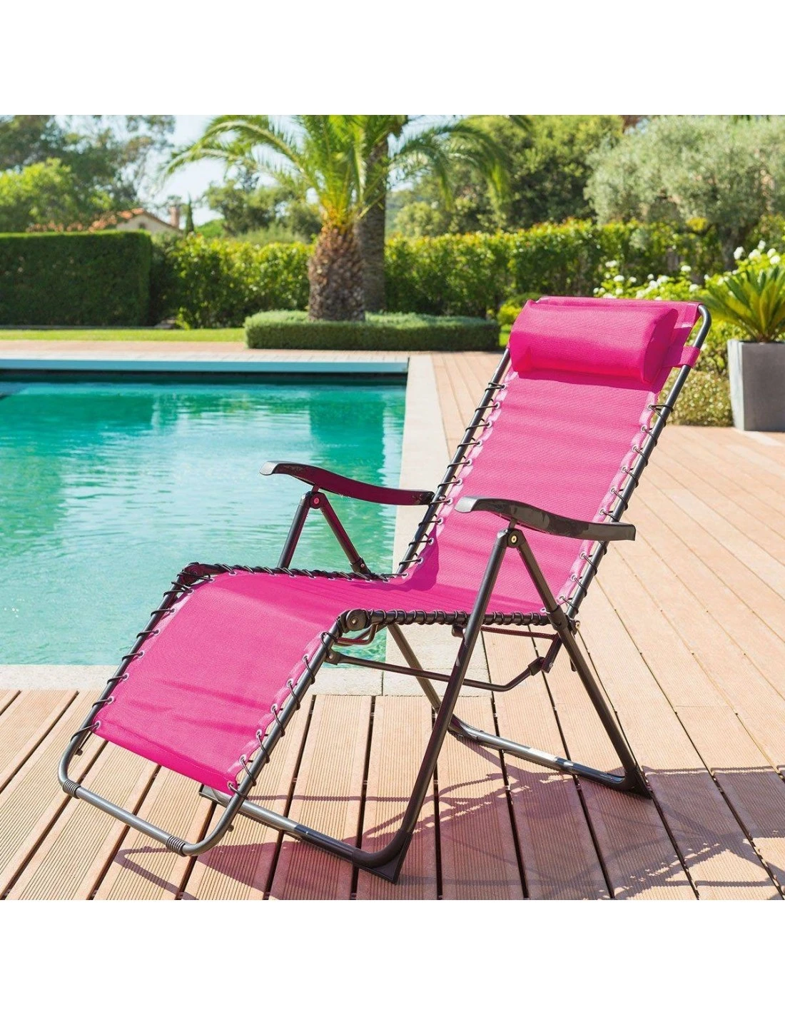 Fauteuil relax Silos basculant - 5 positions - Framboise Fauteuil Relax Silos Basculant - 5 Positions - Framboise -Magasin De Jardin Et D'extérieur fauteuil relax silos basculant 5 positions framboise