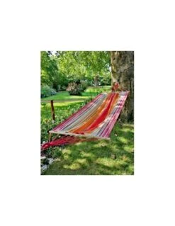 Hamac Kolor L.200 X P.100 Cm - Jobek - Orange / Ecru / Rouge -Magasin De Jardin Et D'extérieur hamac kolor l200 x p100 cm toile au choix jobek 4