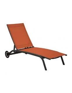 Lit De Soleil Celio En Aluminium Grey - Grey / Paprika