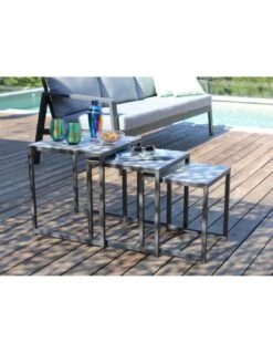 Lot De 3 Tables GIGOGNE En Aluminium Grey -Magasin De Jardin Et D'extérieur lot de 3 tables gigogne en aluminium grey 2