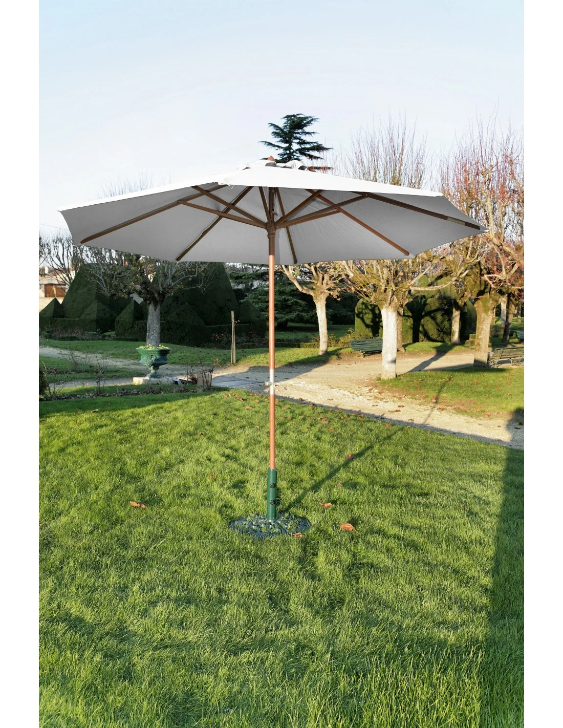Parasol bois Ø300 cm ouverture à manivelle en 3 coloris - Ecru Parasol Bois Ø300 Cm Ouverture à Manivelle En 3 Coloris - Ecru -Magasin De Jardin Et D'extérieur parasol bois o300 cm ouverture a manivelle 3 coloris proloisirs 5