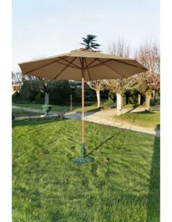 Parasol Bois Ø300 Cm Ouverture à Manivelle En 3 Coloris - Taupe -Magasin De Jardin Et D'extérieur parasol bois o300 cm ouverture a manivelle 3 coloris proloisirs 9
