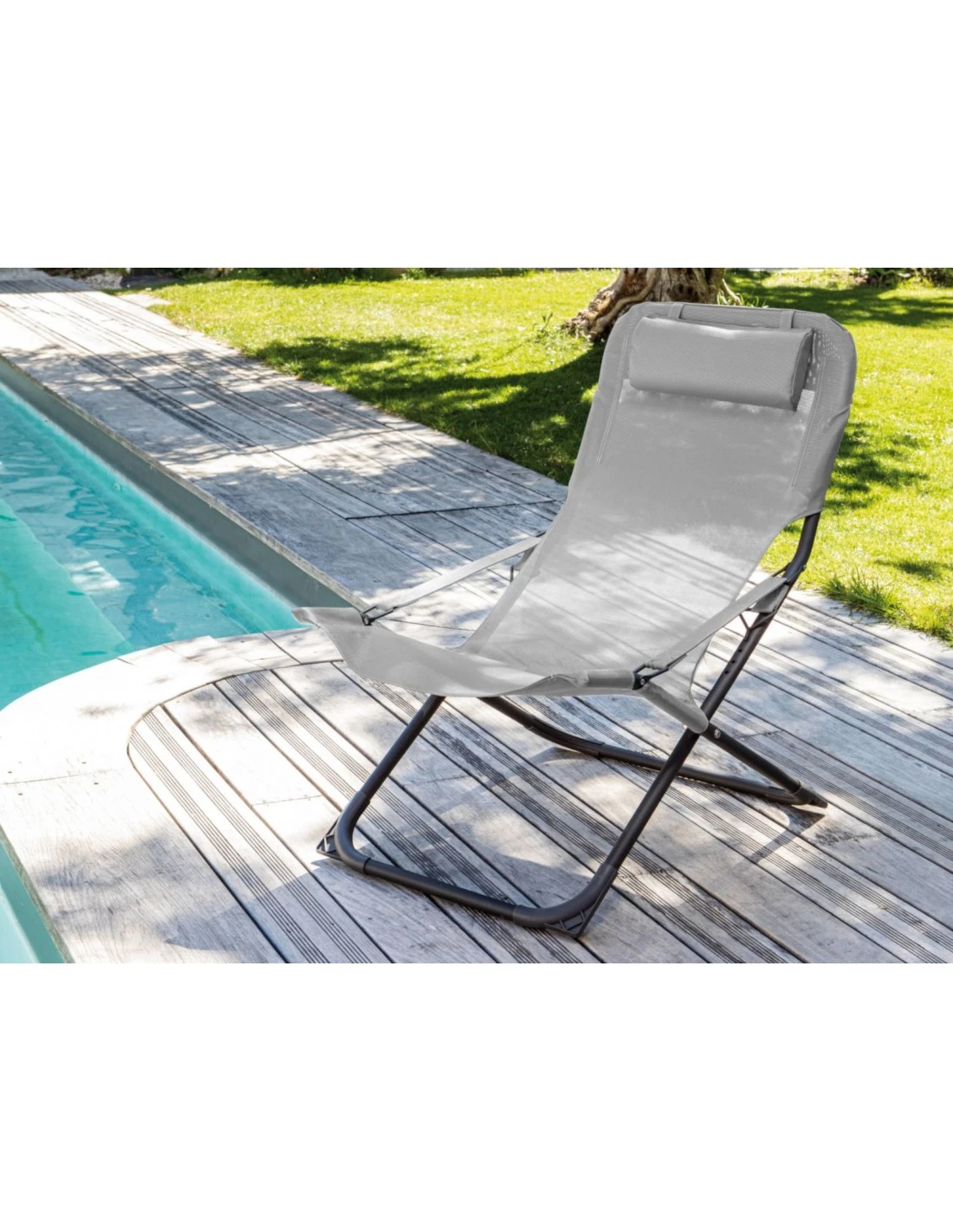Relax de jardin pliant Easy - Graphite / Perle Relax De Jardin Pliant Easy - Graphite / Perle -Magasin De Jardin Et D'extérieur relax de jardin pliant easy toile au choix 1