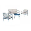 Salon De Jardin Noa 4 Places En Acier - Bleu/Beige Clair