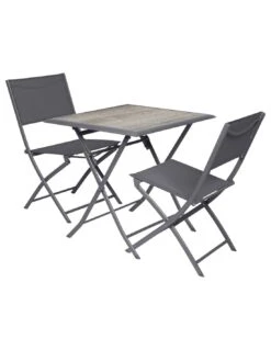 Table De Jardin Azua Pliante Carrée 2 Places - Aluminium - Gris Smoke Plateau Ect Effet Bois -Magasin De Jardin Et D'extérieur table de jardin azua pliante carree 2 places aluminium gris smoke plateau ect effet bois 2