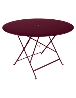 Table De Jardin Bistro D.117 Cm - Métal Pliante Ronde - Cerise Noire