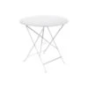 Table De Jardin Bistro D.77 Cm - Ronde Pliante Métal - Blanc Coton