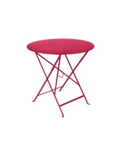 Table De Jardin Bistro D.77 Cm - Ronde Pliante Métal - Rose Praline
