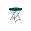 Table De Jardin Bistro D.77 Cm - Ronde Pliante Métal - Bleu Acapulco