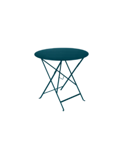 Table De Jardin Bistro D.77 Cm - Ronde Pliante Métal - Bleu Acapulco
