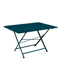 Table De Jardin Cargo 128x90 Cm En Métal Rectangle Pliante - Bleu Acapulco