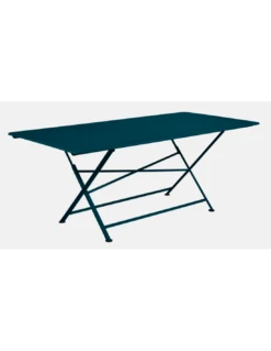 Table De Jardin Cargo 190x90 Cm - Métal Rectangle Pliante - Bleu Acapulco