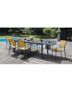Table De Jardin Elise Extensible - 8 à 12 Places - Aluminium Et Verre - Graphite / Gris -Magasin De Jardin Et D'extérieur table de jardin elise extensible 8 a 12 places aluminium et verre 2