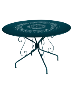 Table De Jardin Montmartre D.117 Cm - Métal Ronde - Bleu Acapulco