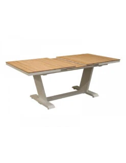 Table Extensible Amber - 180/240x100x76 Alu/Teck FSC100% - Blanc/Teck -Magasin De Jardin Et D'extérieur table extensible amber 180240x100x76 aluteck fsc100 blancteck 2