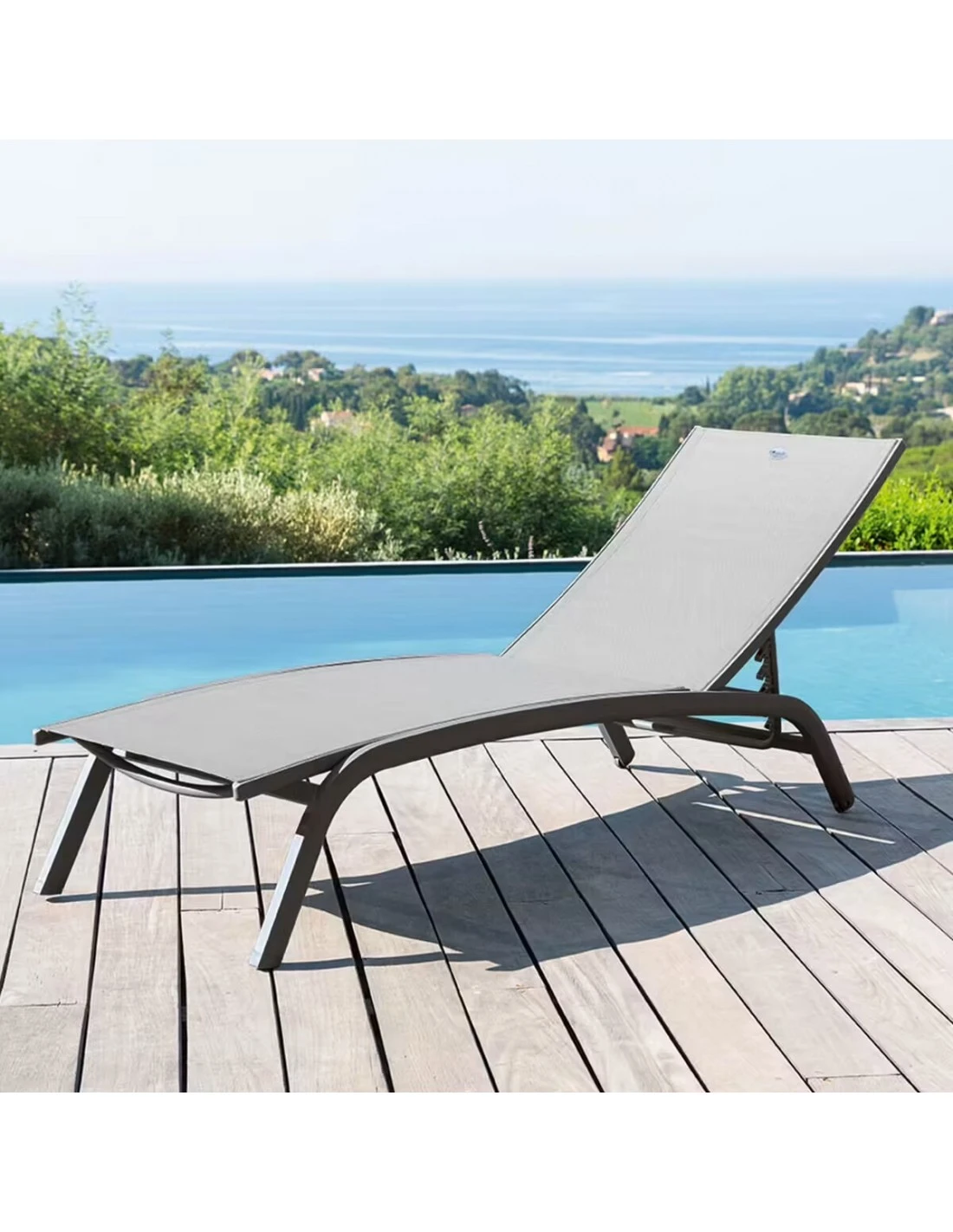 Transat Bonao 4 positions - Aluminium et texaline - Graphite / Galet Transat Bonao 4 Positions - Aluminium Et Texaline - Graphite / Galet -Magasin De Jardin Et D'extérieur transat bonao 4 positions aluminium et texaline graphite galet 1