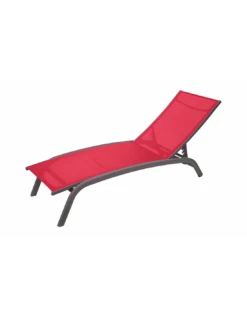 Transat Bonao 4 Positions - Aluminium Et Texaline - Graphite / Grenade