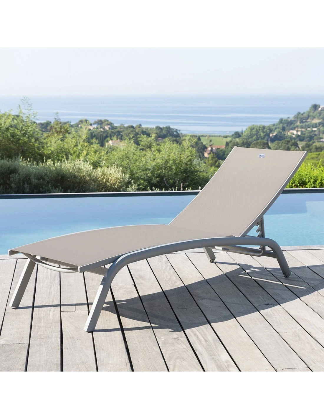 Transat Bonao 4 positions - Aluminium et texaline - Silver / Taupe Transat Bonao 4 Positions - Aluminium Et Texaline - Silver / Taupe -Magasin De Jardin Et D'extérieur transat bonao 4 positions aluminium et texaline silver taupe