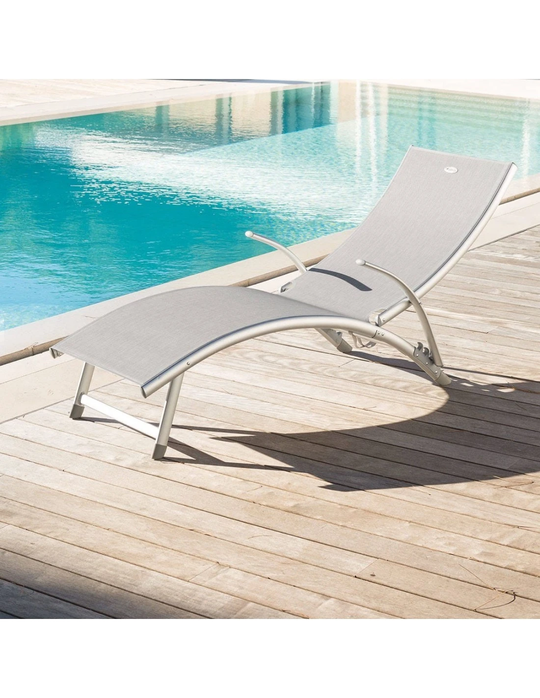 Transat pliant Samba - 4 positions - Aluminium anodisé - Galet Transat Pliant Samba - 4 Positions - Aluminium Anodisé - Galet -Magasin De Jardin Et D'extérieur transat pliant samba 4 positions aluminium anodise galet 1